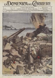 英仏艦隊は海峡を強制するために距離を置いてダーダネッリ砦を破壊しますか？ 作： Achille Beltrame