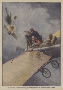 ランス地域でのフランスとドイツの飛行機の間のエキサイティングな対決 作： Achille Beltrame
