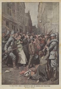 新しいドイツの野蛮、フランスの侵略された人口の大量送還 作： Achille Beltrame