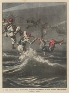 軍隊をモロッコに連れてきたフランスの軍艦Niveの喪失？ 作： Achille Beltrame