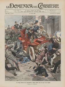 ナポリの通りでのレースからの復帰時に車によって行われた虐殺 作： Achille Beltrame
