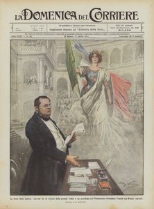 祖国の休日、カブールは偉大なイタリアのビジョンを持っており、議会でそれを宣言しますか？ 作： Achille Beltrame