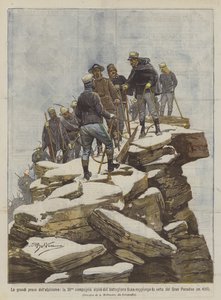 登山の偉大な試練、スーサ大隊の第36アルパイン会社は頂点に達しますか？ 作： Achille Beltrame