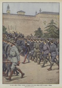 11月2日の軍事雑誌でミラノで新しいイタリアの民兵、私服のボランティア