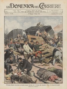 200人以上の犠牲者がいたアントワープ近くのContichでのLimmane鉄道災害、死者の捜索