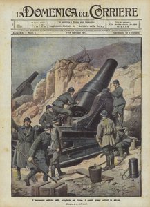 カルストでの砲兵の絶え間ない活動 作： Achille Beltrame