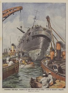 巡洋艦サンジョルジオは、ポジッリポの先端にある岩の上に立ち往生しましたか？ 作： Achille Beltrame