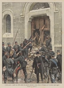 最後の戦争、ブルターニュの小さな神学校と教会からの2000人の兵士による攻撃？ 作： Achille Beltrame