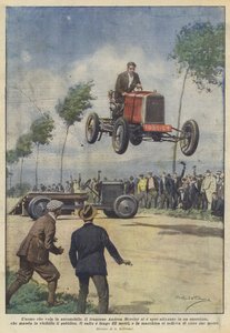 車を飛ぶ男