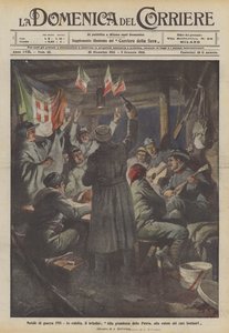 1915年の戦争のクリスマス、トースト、祖国の偉大さ、遠くの愛する人の健康へ！ 作： Achille Beltrame