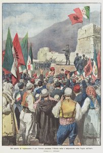 ジロカストラの城で、フェレーロ将軍はイタリアの統治下で統一され独立したアルバニアを宣言する