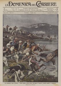 アルバニアの不安定な王国で、反逆者はドュレスのラグーンの周りを逃げますか？ 作： Achille Beltrame
