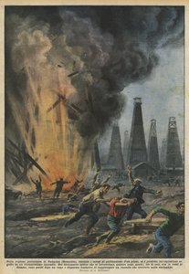 カンピナ（ルーマニア）の石油地域で、井戸の掘削中に？ 作： Achille Beltrame