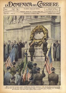 勝利した軍の神聖なシンボルに対するアメリカの栄誉 作： Achille Beltrame