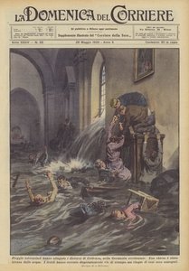 集中豪雨がドイツ西部のコブレンツ周辺に氾濫した 作： Achille Beltrame