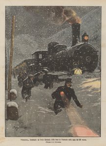 春？冬、3月23日の夜にピエモンテで電車が雪によってブロックされました