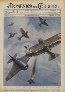 スペインの空のイタリア人飛行士の腕前 作： Achille Beltrame