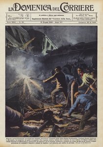 パリ-ヴェンティミリア線の夜間の鉄道災害で奇跡的に無傷のままでいましたか？ 作： Achille Beltrame