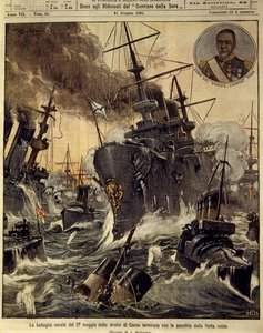 日露戦争(1904-1905)、ロシア海軍の敗北で終わった朝鮮海峡での海戦、6月11日 作： Achille Beltrame