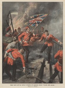 兵舎の砲撃中に連隊旗を保存するためにイギリスの兵士が死んだ
