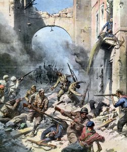 スペイン内戦-マドリッドの街での戦い 作： Achille Beltrame