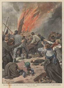コリングウッド（クリーブランド）の小学校で恐ろしい火事、ドアがノックダウン？ 作： Achille Beltrame