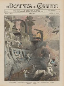 トゥーロン港の流域でフランスの戦艦イエナに乗ったひどい弾薬 作： Achille Beltrame