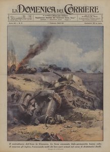キレナイカでの枢軸軍の反撃（カラーリトグラフ） 作： Achille Beltrame