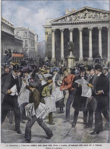 国王エドワード7世が亡くなった翌日のこと。アキレ・ベルトラメのイラスト。1910年5月 作： Achille Beltrame