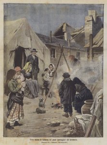 地震で被害を受けた国のカラブリアでの悲しいクリスマス 作： Achille Beltrame