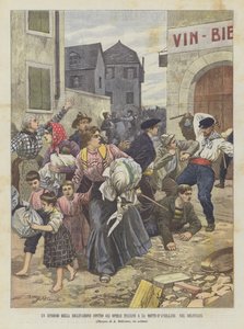 ドーフィネのラモットダベイランでのイタリア人労働者に対する蜂起のエピソード 作： Achille Beltrame