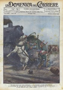 歩く家に対する列車 作： Achille Beltrame