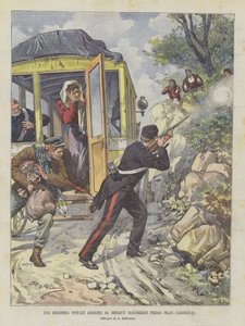 オラニ（サルデーニャ）近くの仮面旅団に襲われた郵便注意 作： Achille Beltrame