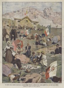 山の中の木の祭り、南グリニャの避難所への1500人の登山？ 作： Achille Beltrame