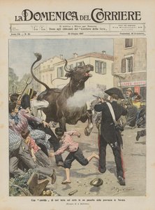 ノバラ州の村で真剣に作られた闘牛 作： Achille Beltrame