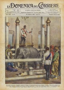 サイアムの首都バンコクで特別なパーティー、新しい白象の奉献 作： Achille Beltrame