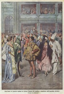 ロンドンのコヴェントガーデンでイタリアの衣装を着たパーティー。イタリアの病院のために 作： Achille Beltrame