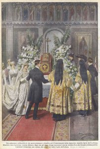 若い女性の結婚式のためにロンドンで絵のように美しいギリシャ正教の儀式？