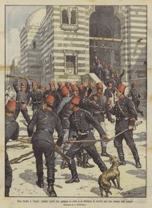 トリポリでの暴動、トルコの兵士は武器を投げて支払われていないので兵役を拒否しました