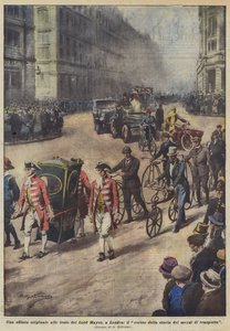 ロンドンでの市長主の祭典でのオリジナルのパレード、輸送手段の歴史の行列 作： Achille Beltrame