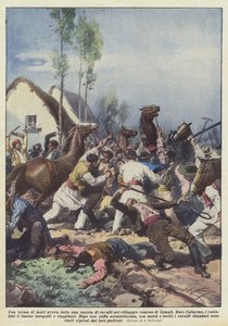 ルーマニアのイズモールの村で一列の泥棒が馬を襲撃した 作： Achille Beltrame