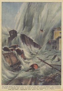 200メートルの高さの海のトランペットがマルケ海岸の外に形成されました。 作： Achille Beltrame