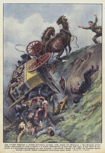 トリノ近くのリバロッサとサンベニーニョの間の道を進んだ古い馬車の駅馬車