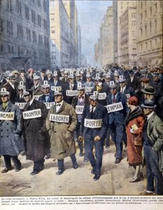 ニューヨークの失業者 - "La Domenica del corriere "にて 作： Achille Beltrame