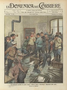ピーターズバーグでの大雨と高潮による洪水、学校の洪水 作： Achille Beltrame