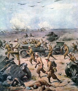 第二次世界大戦-1940年北アフリカ戦線-イタリア軍のエギプト侵攻（La Domenica del Corriere 1940年9月22日 作： Achille Beltrame