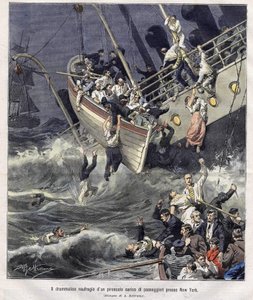 1907年2月、ニューヨーク沖で難破したラーチモント号の船体 作： Achille Beltrame