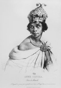 マタンバの女王アンジンハ、ファンコワルヴィラン印刷、1830年 作： Achille Devéria