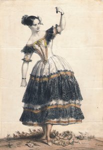 ダンスでフロリンダ役を務めるファニーエルスラーラカチューシャバレエLe Diable boiteux、1836