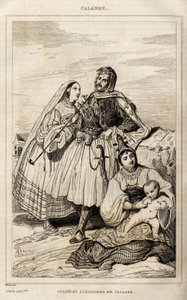 カラブリアのアルバニア人コロニー、デヴェリアの彫刻、「Italy picturesque」（Amable Coste編）、パリ 作： Achille Devéria